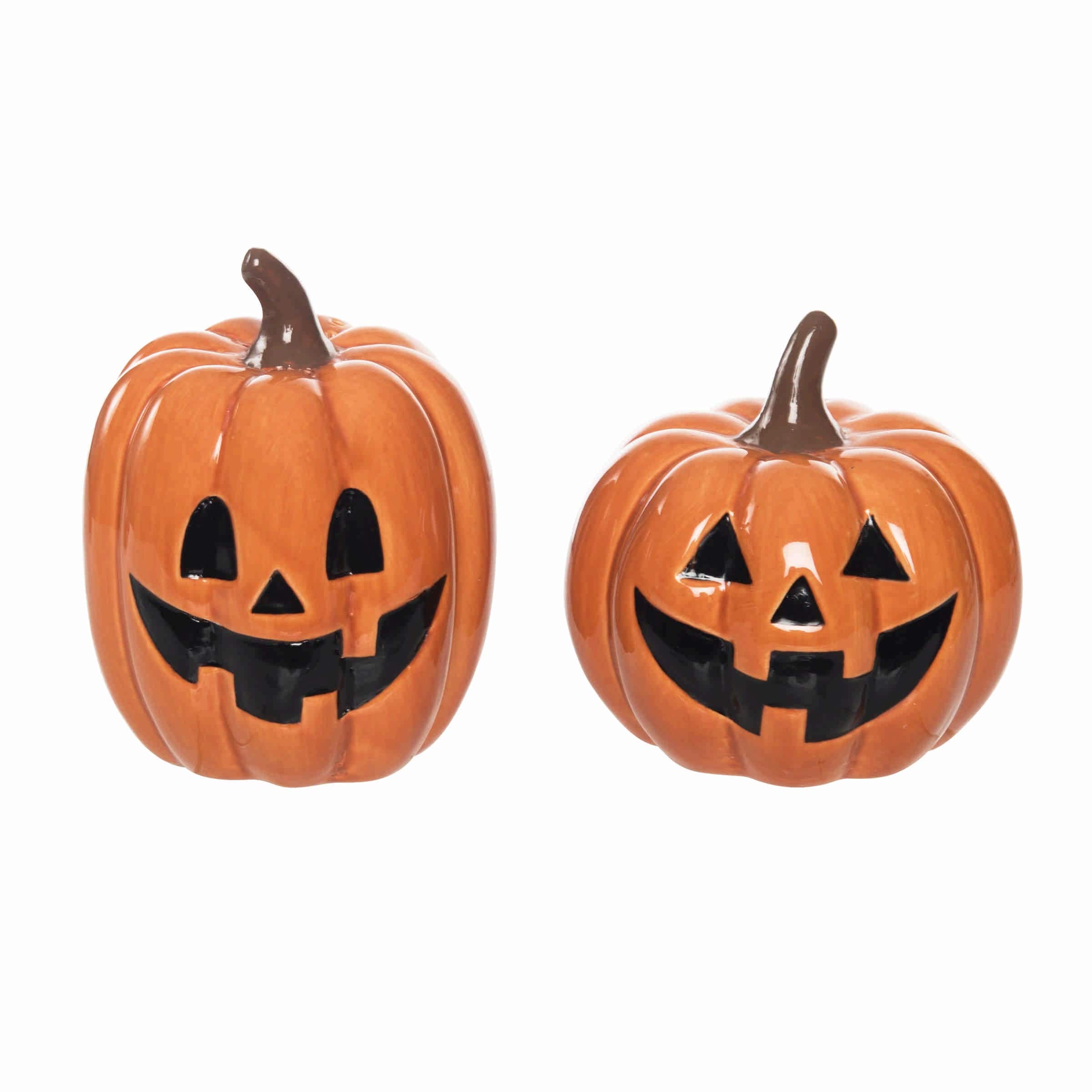 Jack O’ Lantern Ceramic 2-Piece Salt & Pepper Shakers Set