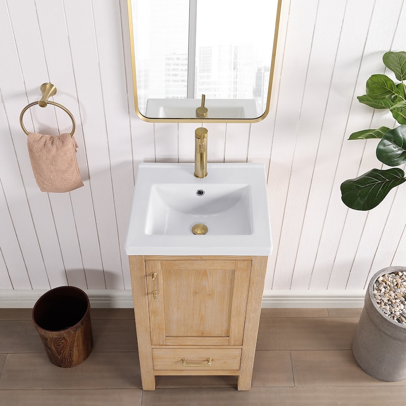 Gela Single Bath Vanity with Ceramic Basin Top and Mirror
