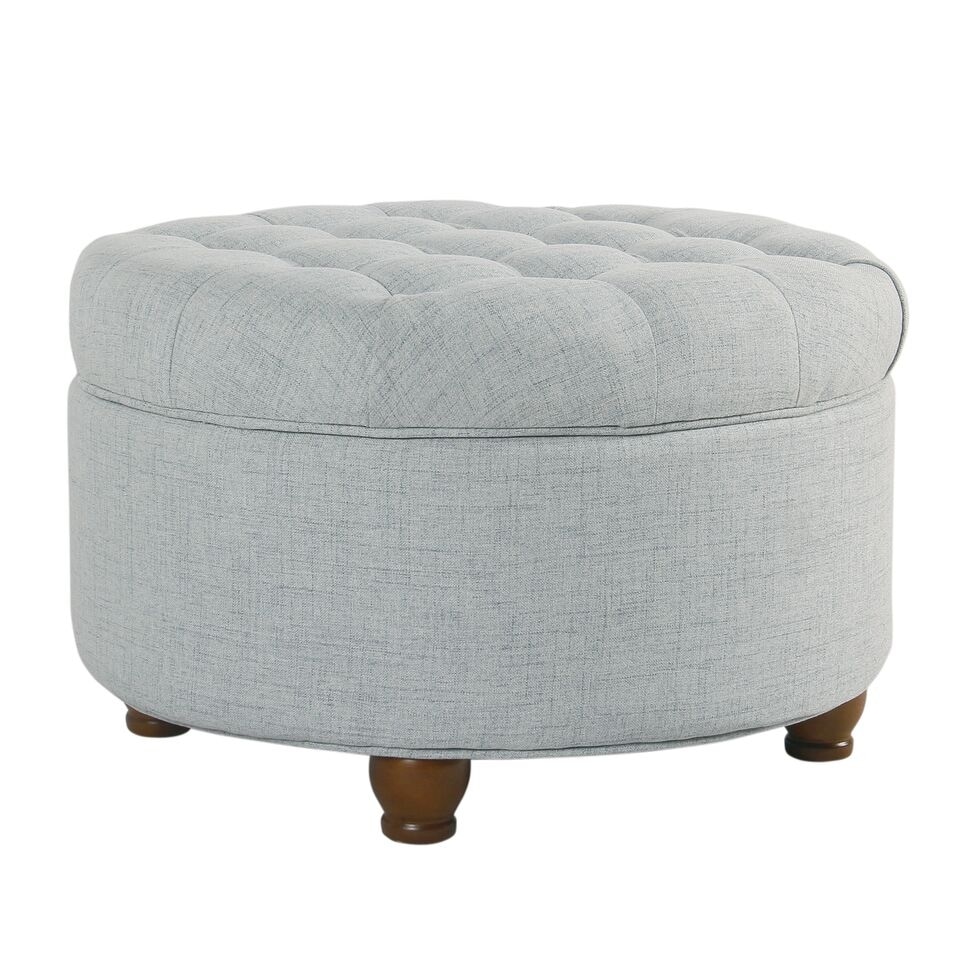 Copper Grove Lamentin Light Blue Tufted Large Round Storage Ottoman Overstock 21892562 Folding ottoman storage box bedroom living room footstool chest bench grey black. copper grove lamentin light blue tufted large round storage ottoman