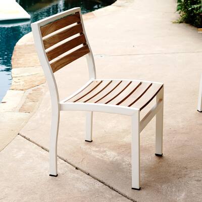 Palmilla Outdoor Teak Stacking Armless Patio Dining Chairs, Set of 2