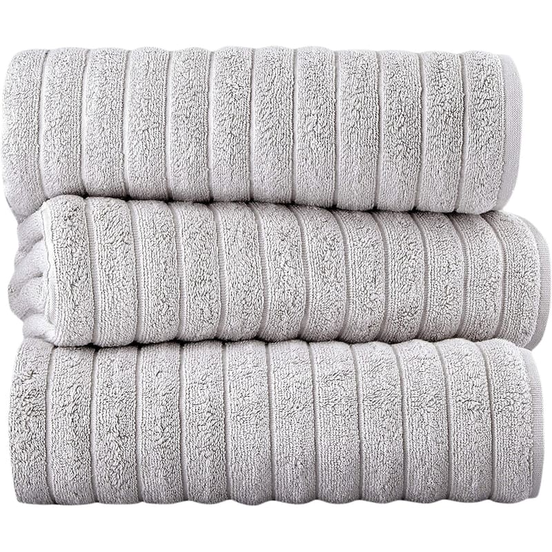 Classic Turkish Towels 100% Turkish Cotton Bath Sheets Plush Ribbed 3 Piece 40x65" - 40x65