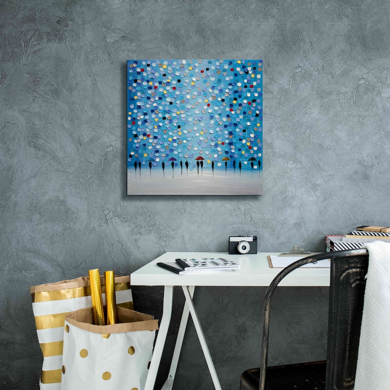 Epic Graffiti 'Colorful City Umbrellas' by Ekaterina Ermilkina Giclee Canvas Wall Art