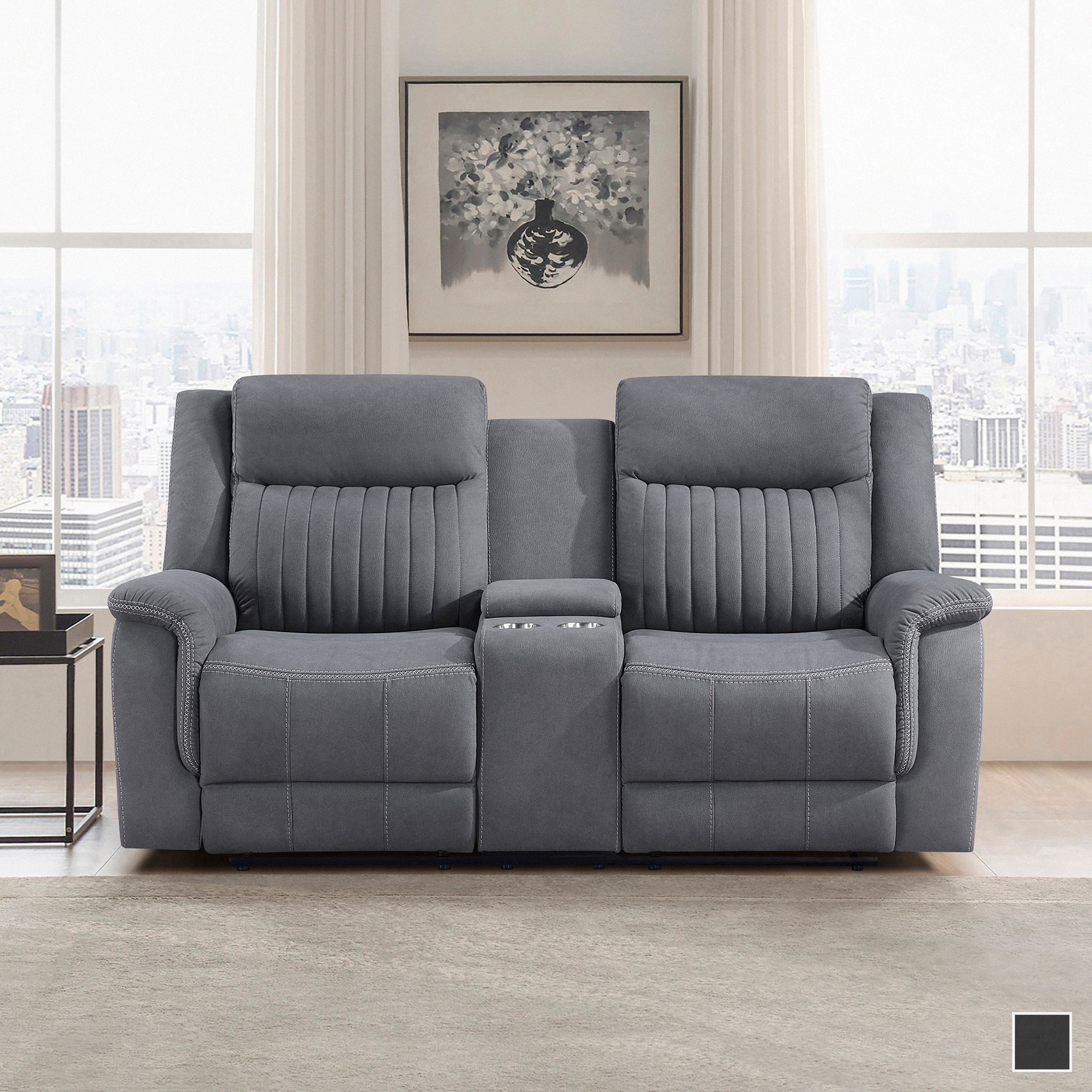 Fremont & Park Fremont & Park Lenore Microfiber Manual Double Reclining Loveseat