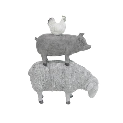 Polystone Farm Animals Stacked Decorative Sculpture - Gray - Roche River Decor