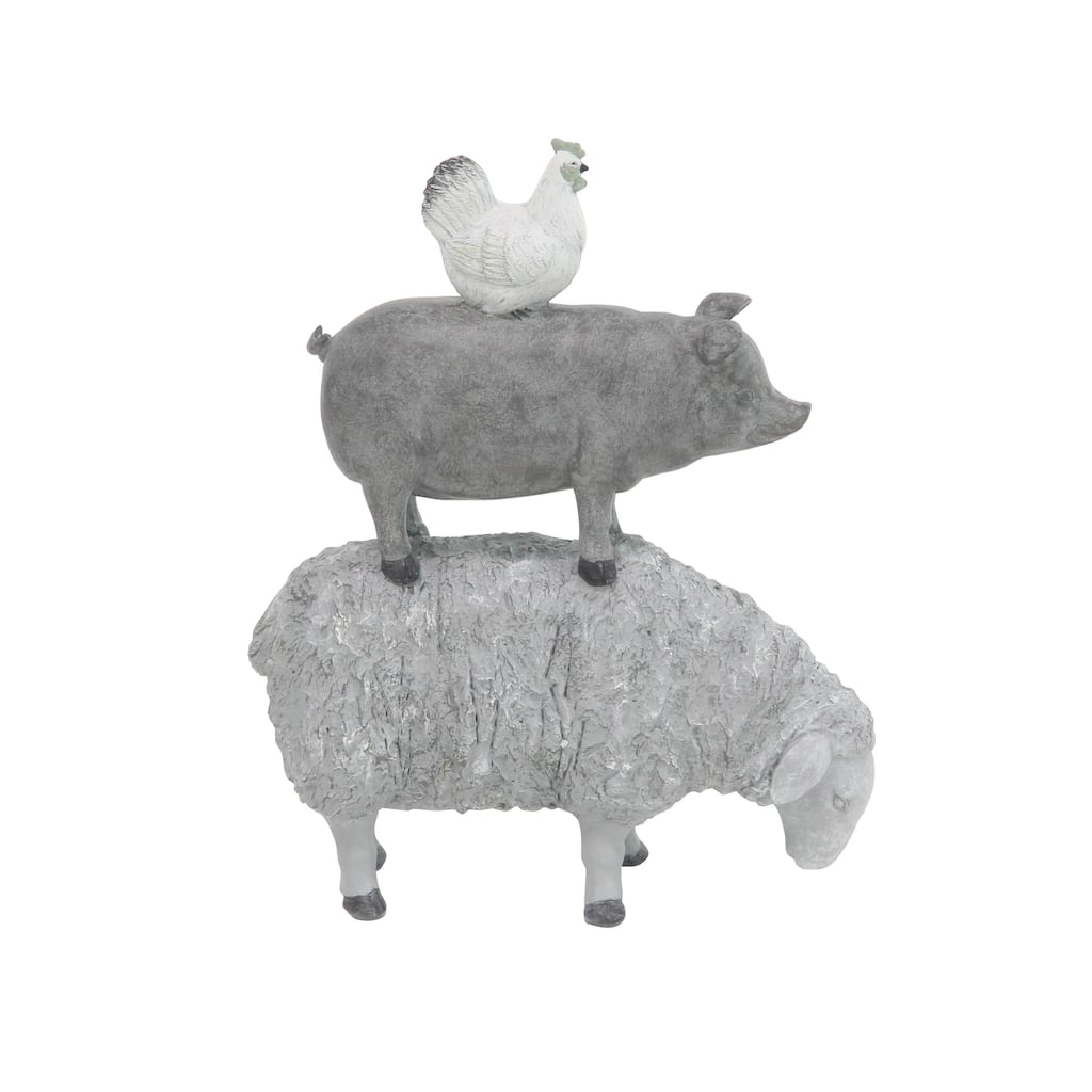 Polystone Farm Animals Stacked Decorative Sculpture - Gray - Roche River Decor