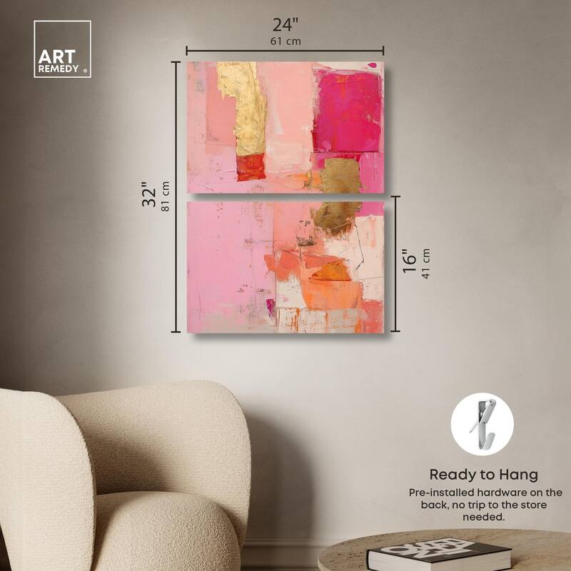 Petal Patchwork I Canvas Set of 2 by Art Remedy, Gallery Wrapped