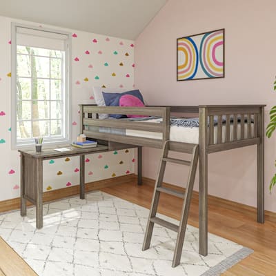 Max and Lily Twin-Size Low Loft with Pull-Out Desk