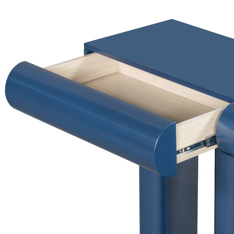Roomfitters 47.6" Modern Entryway Table, Narrow Console with Curved Drawers and Geometric Legs, Hallway Sofa Accent Table