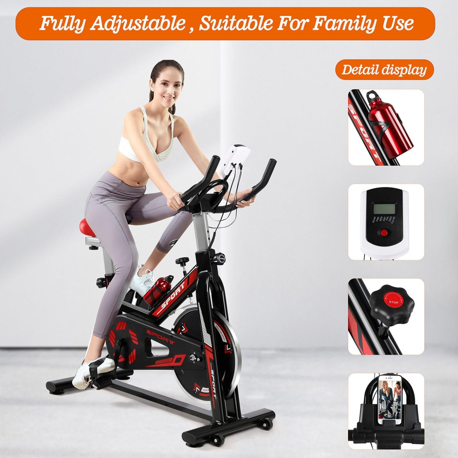 Adjustable professional exercise hot sale bike with lcd display