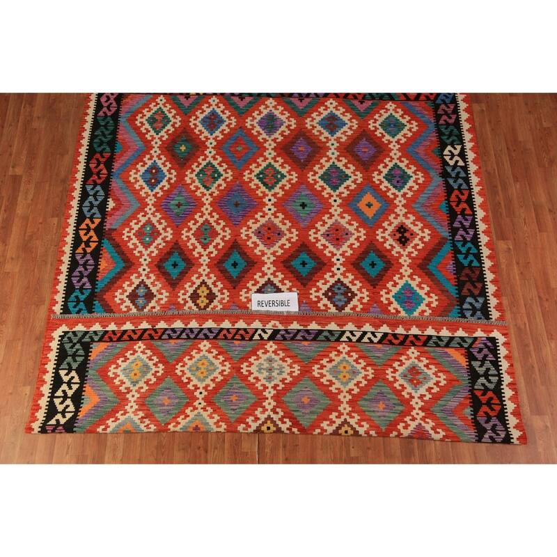 Kilim Oriental Area Rug Handmade Wool Carpet - 8'1"x 9'9"