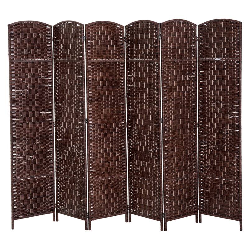 6 Panel Room Divider Privacy Screen - Brown