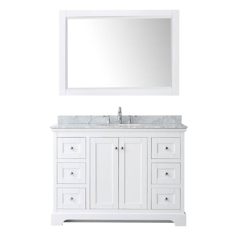 Avery 48-inch Single Vanity, Marble Top, Oval Sink, 46-inch Mirror