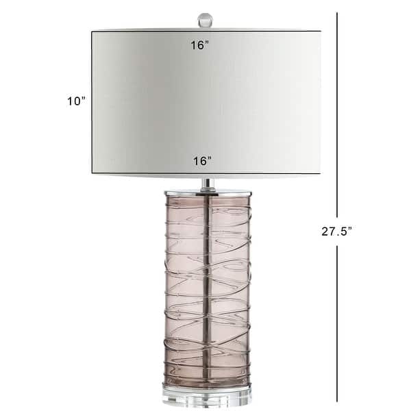 dimension image slide 3 of 4, Coco 27.5" Modern Fused Glass Cylinder LED Table Lamp, Turquoise (Set of 2) by JONATHAN Y