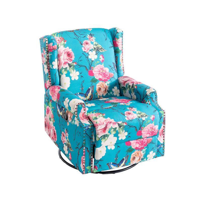 Linen Manual Swivel Base Recliner Chair with Footrest
