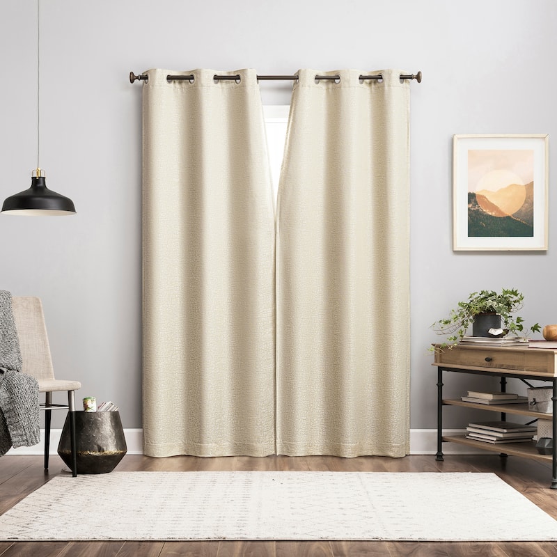 Sun Zero Serenity 2-Piece Abstract Magnetic Closure Total Blackout Grommet Curtain Panel Pair