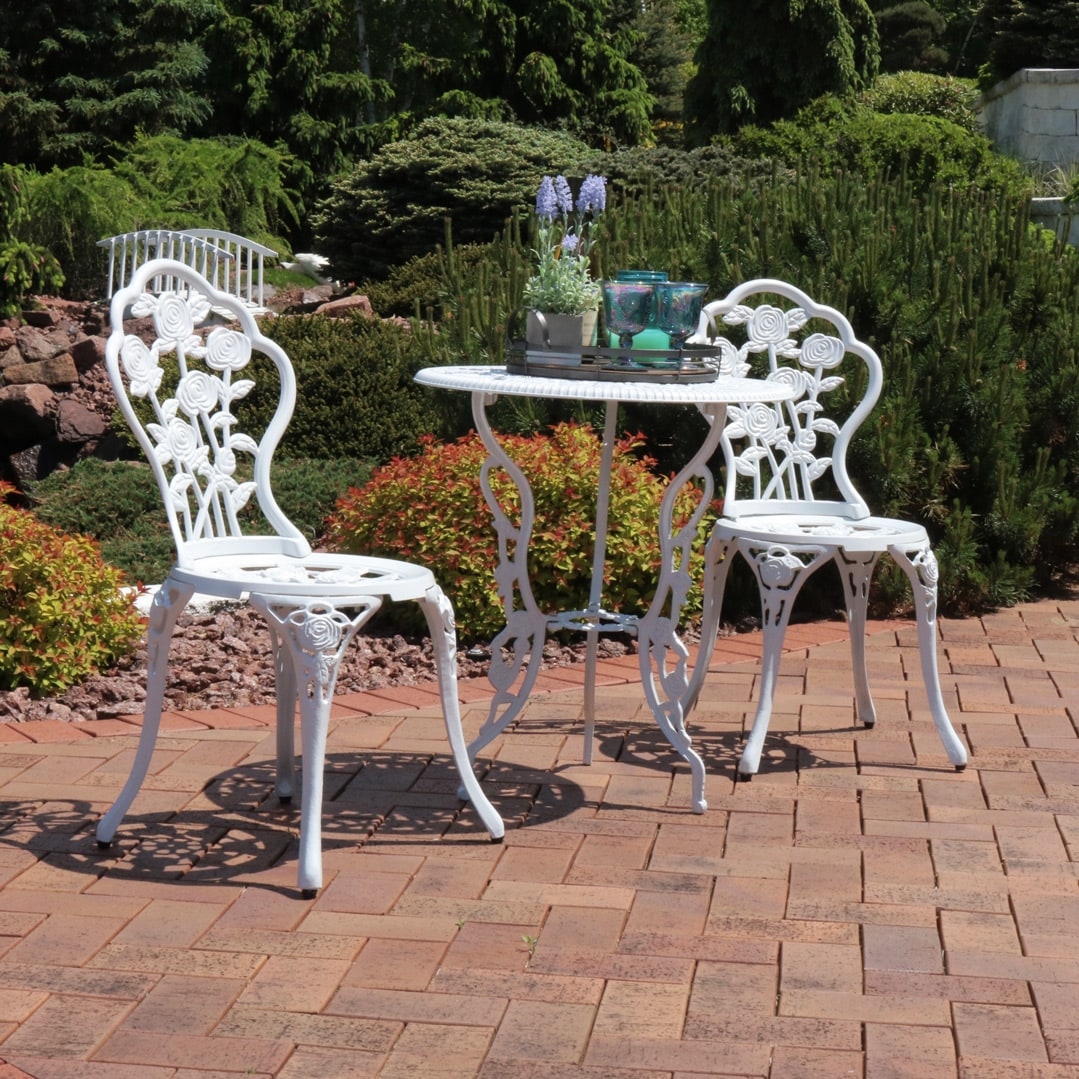 White cast aluminum bistro set sales