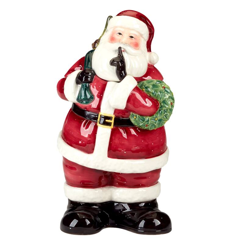 Certified International Santa's Secret 3-D Cookie Jar - 7" x 7" x 11.75"