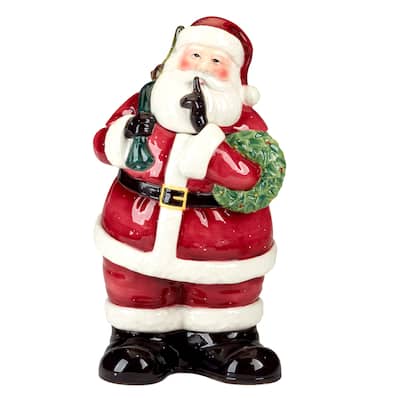 Certified International Santa's Secret 3-D Cookie Jar - 7" x 7" x 11.75"