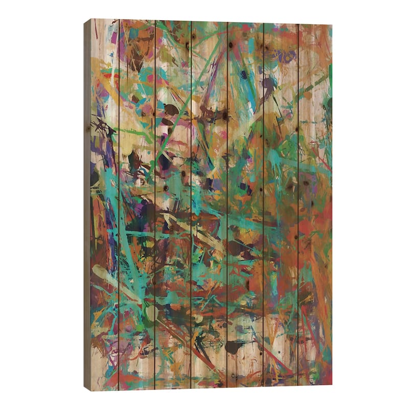 Pollock Wink XXVII Print On Wood by Angel Estevez - Multi-Color - 40x26x1.5