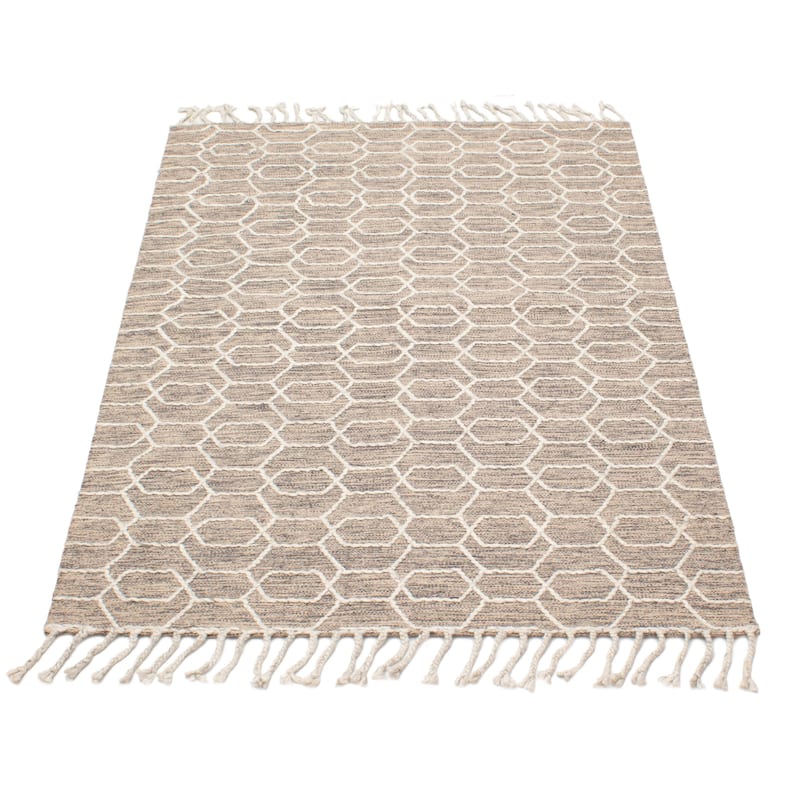 ECARPETGALLERY Braid weave Sienna Light Khaki Wool Rug - 5'0 x 6'9