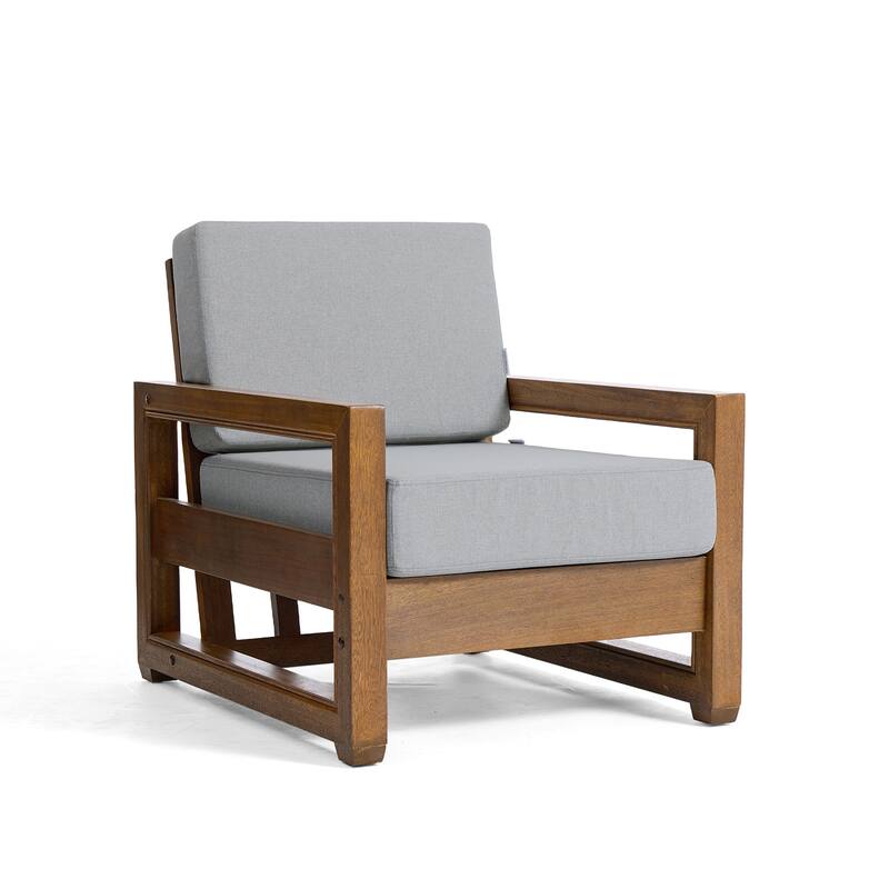 Patio Teak Wood Outdoor Arm Chair with Cushion