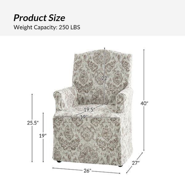 dimension image slide 2 of 7, Alethea Upholstered Slipcover Arm Dining Chair with Soild Wood Legs by HULALA HOME