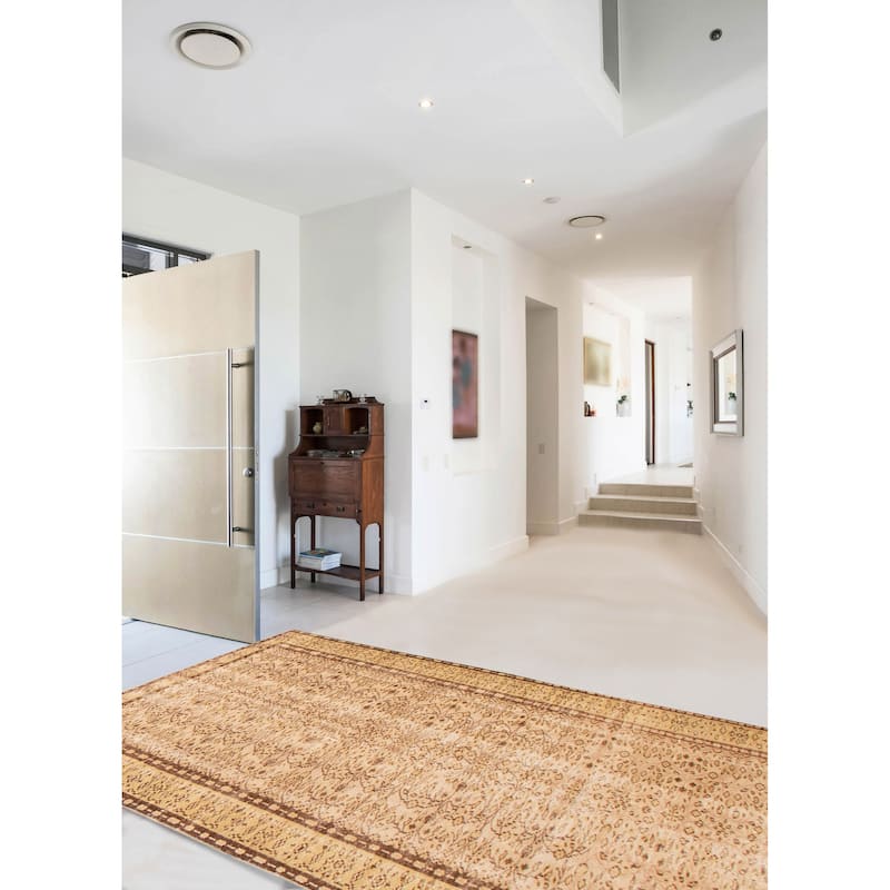 ECARPETGALLERY Hand-knotted Antalya Vintage Cream Wool Rug - 5'0 x 8'0