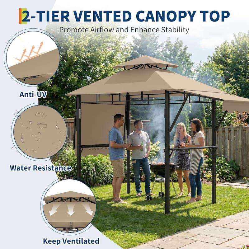 Durable BBQ Grill Gazebo, Weather-Resistant Canopy Shelter for Patio & Backyard - N/A