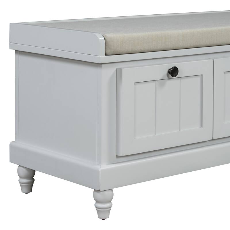 Fluted Storage Bench with 3 Drawers & Hidden Compartments
