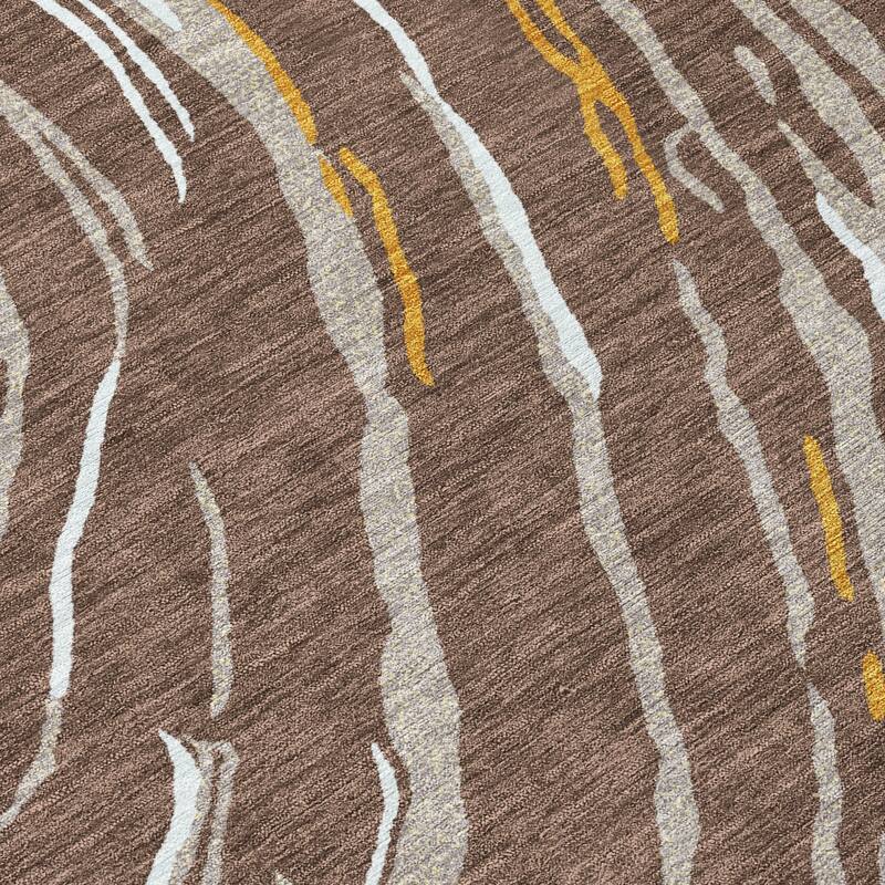 Machine Washable Indoor/ Outdoor Modern Wave Chantille Rug