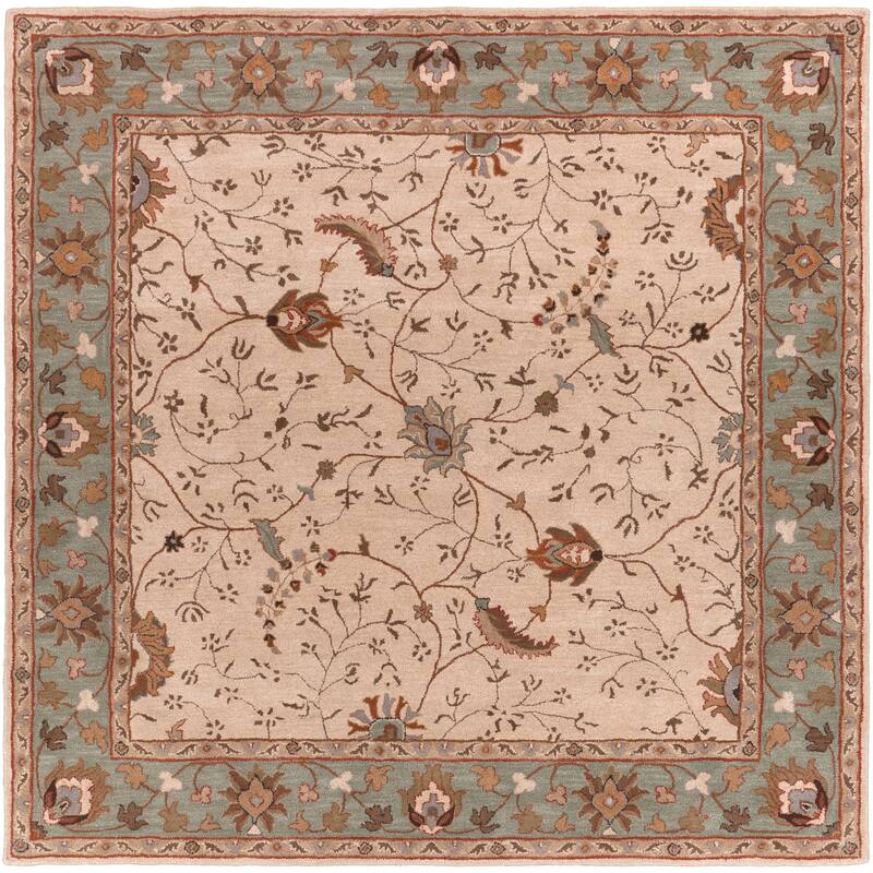 Toby Hand Tufted Traditional Area Rug - 4' Square - Beige - Square/Runner