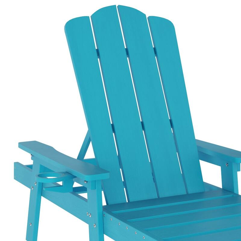 Indoor-Outdoor Adjustable Adirondack Lounger with Cupholder - Set of 2