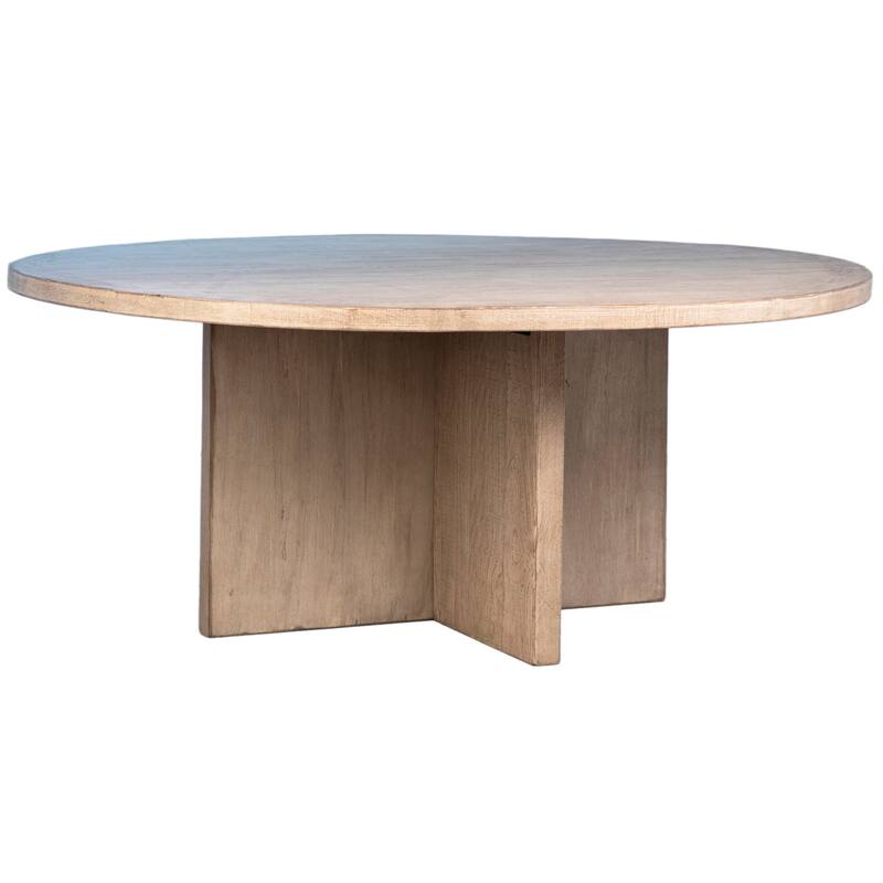 Landon Round Reclaimed Pine Natural Finish Dining Table with Cross Base