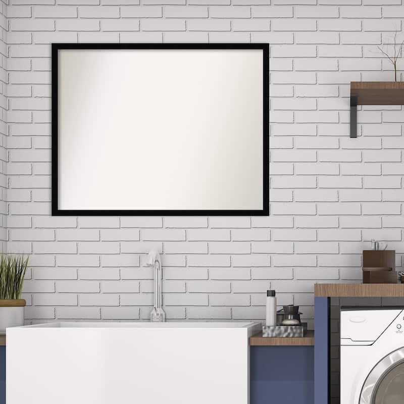 Non-Beveled Wood Bathroom Wall Mirror - Svelte Silver Frame