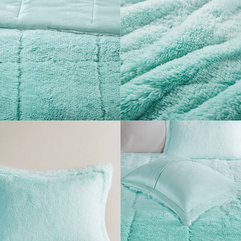Twin Twin XL Ombre Shaggy Long Fur Comforter Mini Set