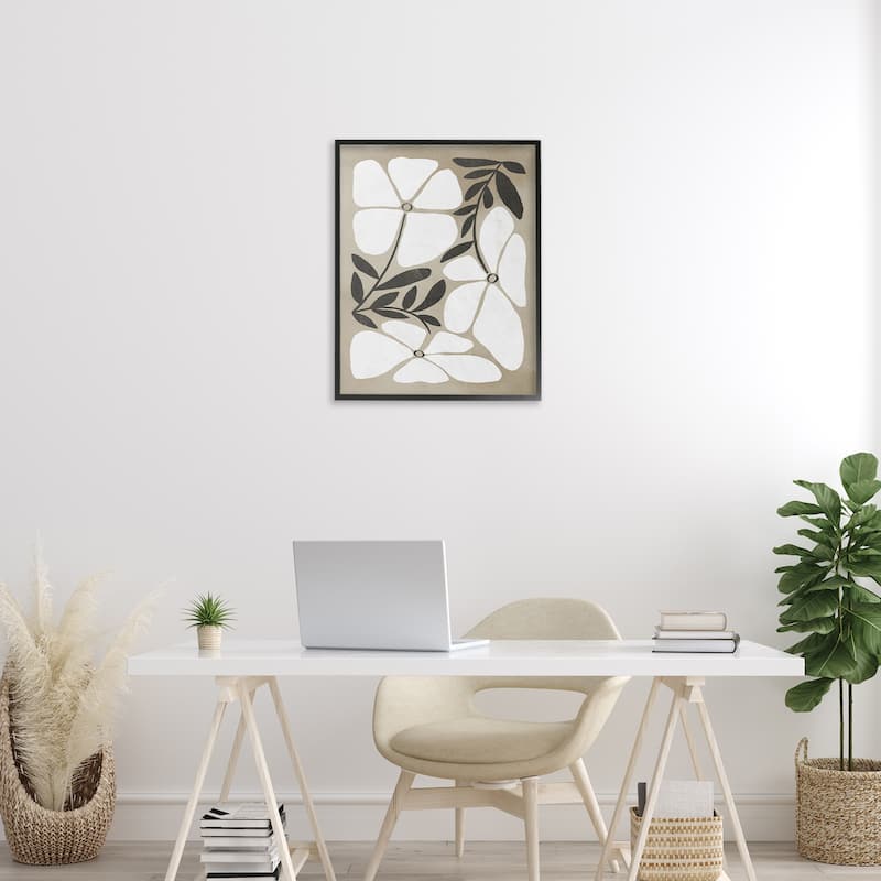 Stupell Boho Flowers Trio Framed Giclee Art Design By Victoria Barnes
