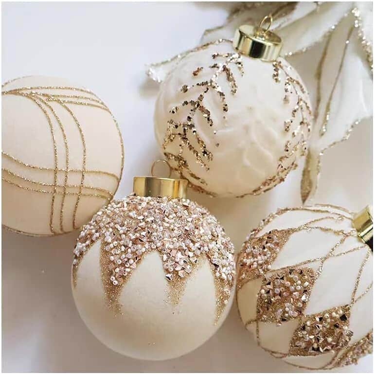 12PCS Mini Shatterproof Flocked Christmas Ball Ornaments for Holiday, Wedding - N/A