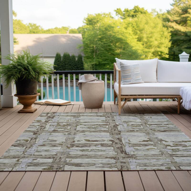Machine Washable Indoor/ Outdoor Chantille Abstract Contemporary Rug