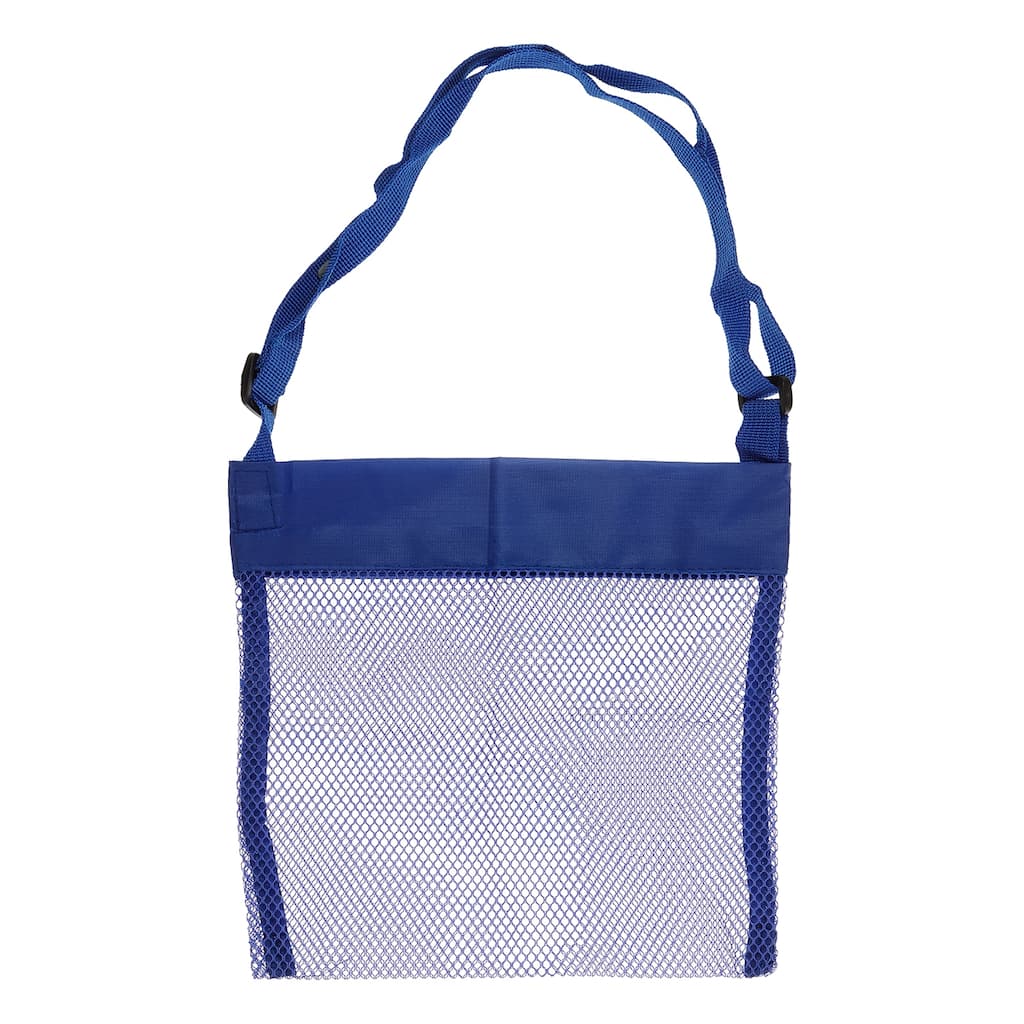 Mesh Beach Bag, Small Sand Backpack Sea Shell Tote Bags with Straps, Blue