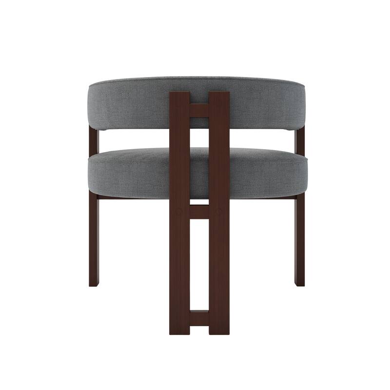Modern Accent Chair Chenille Upholstered Armchair With Open Back 3 Legs Barrel Dining Chair Comfy Side Chair Set Of 2