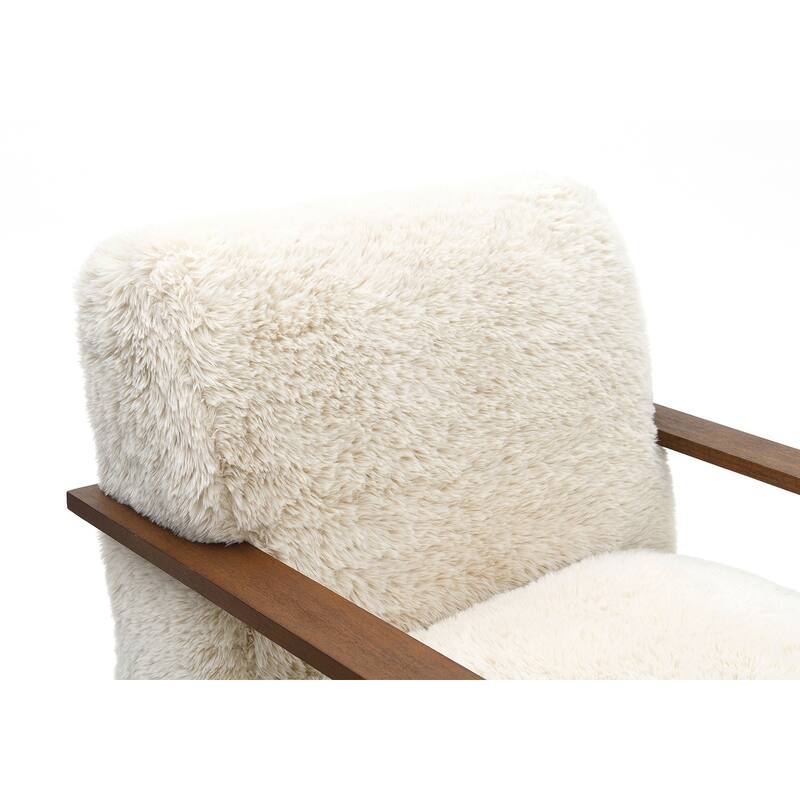 Contemporary Style 1pc Accent Chair Retro Inspired Curves Wooden Arms Tight Seat And Back Primary Living Room