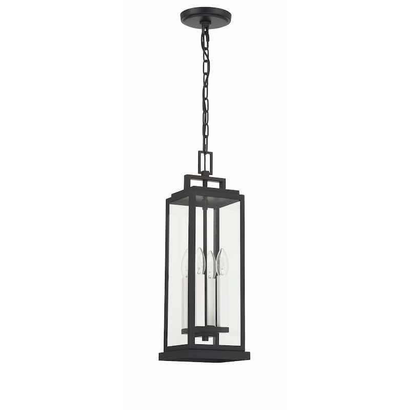 Aspen 4 Light Matte Black Outdoor Pendant - 6.5"W x 20.5"H x 6.5"D