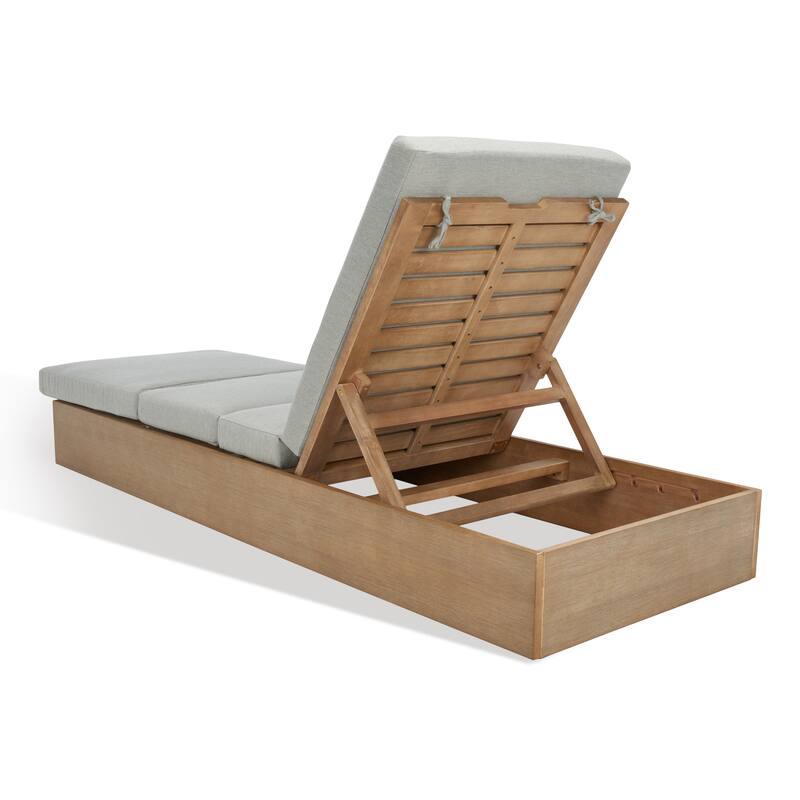 SAFAVIEH Couture Cornie Wood Chaise Lounge Chair - 37 In. W x 78 In. D x 14-34 In. H - 37"W x 78"D x 14-34"H