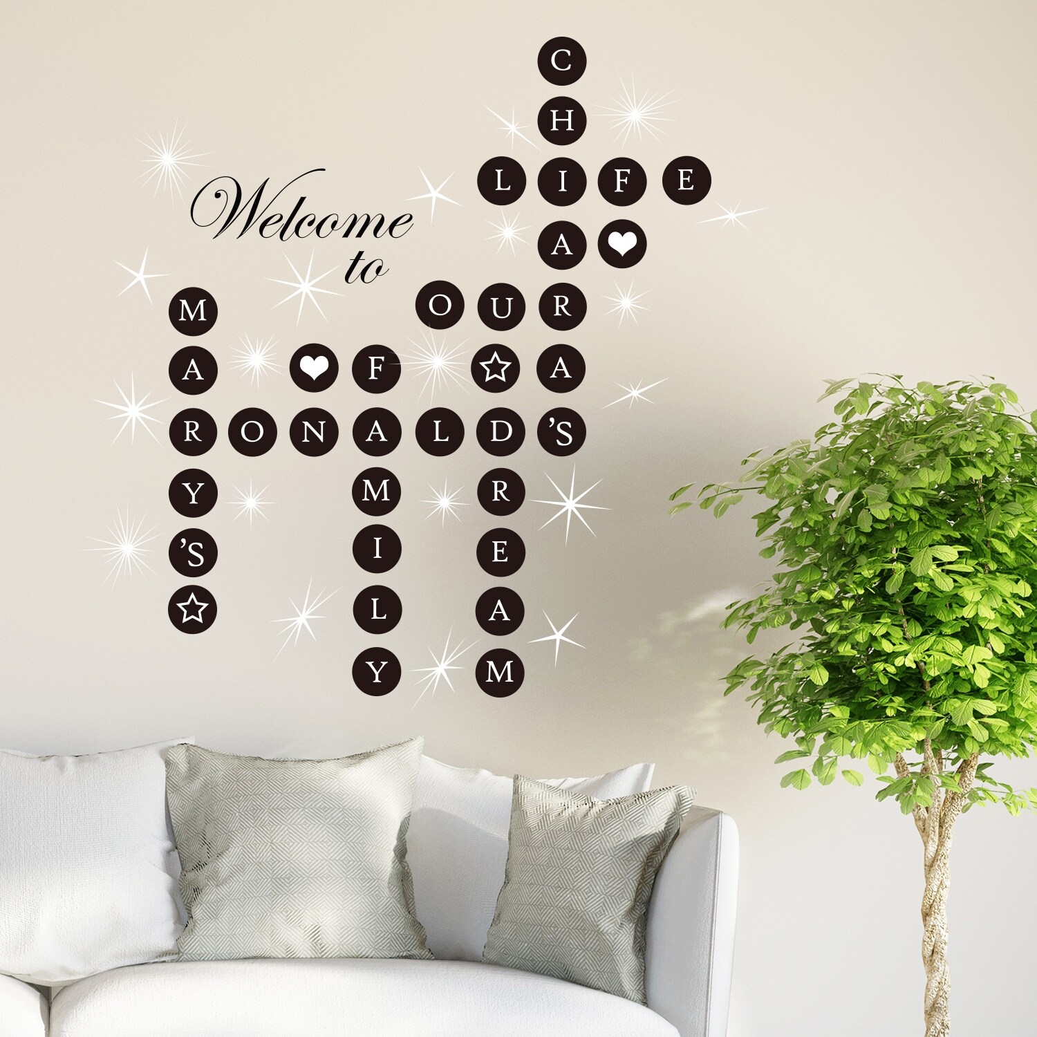 Shop Walplus Welcome Home Black Puzzle Wall Sticker Decal Swarovski Crystal Overstock 31770399
