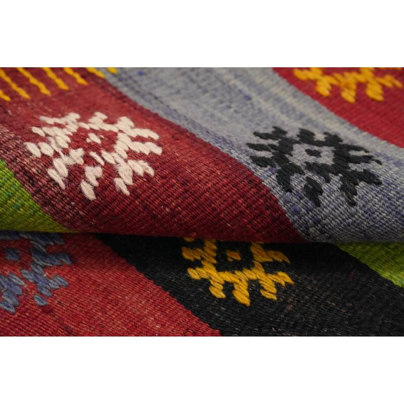 Hand Woven Oriental 100% Wool Carpet Southwestern Tribal Multi-Colored Kilim Area Rug - 6' 10'' X 5' 5''