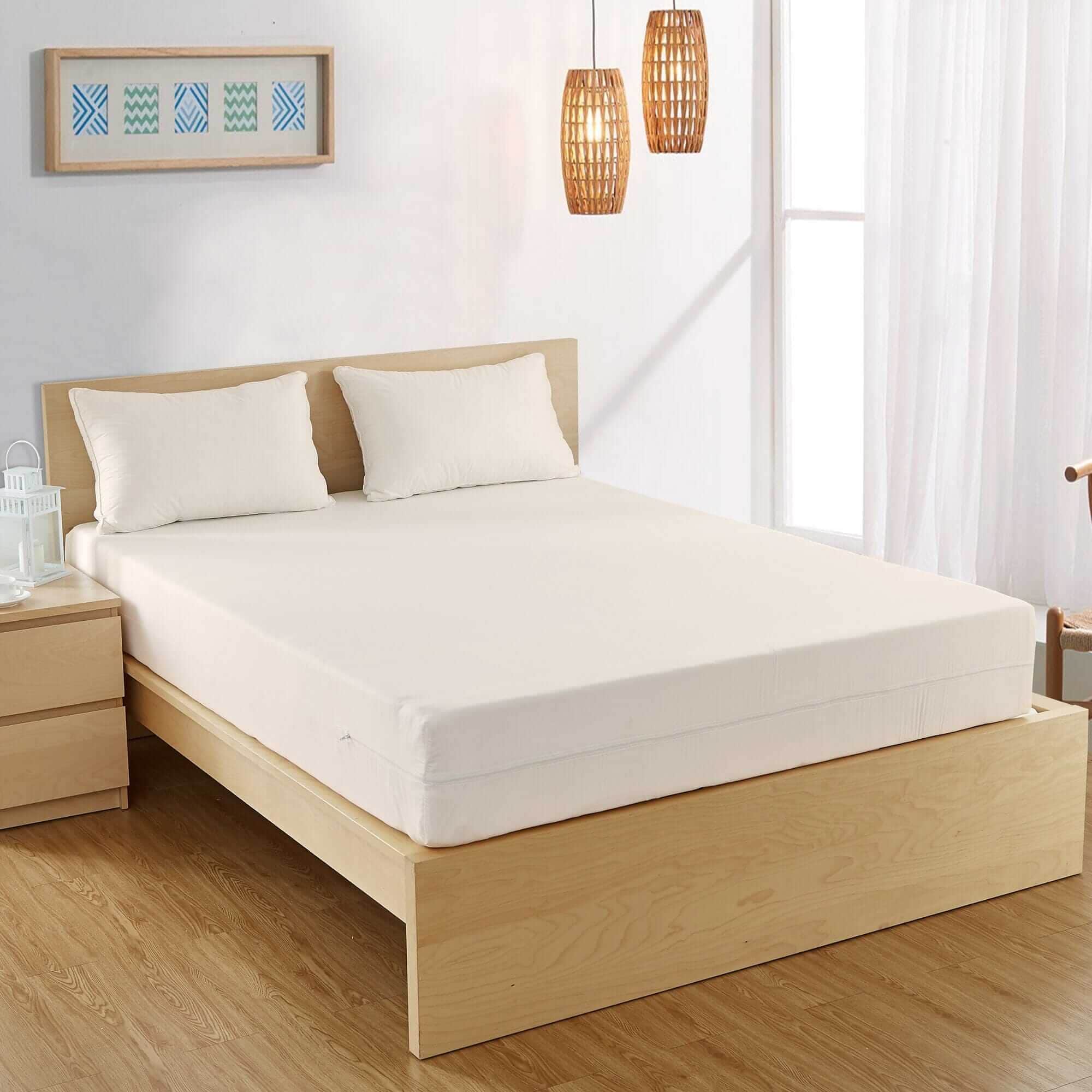 AllergyCare Organic Cotton Zippered Mattress Protector Encasement Dust Mite Allergen Proof