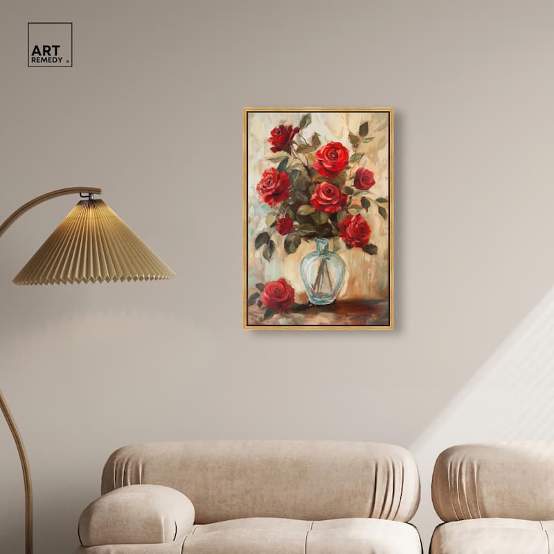 Ruby Roses in Riad Glass Canvas by Art Remedy