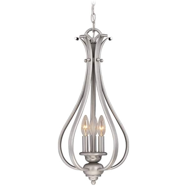 slide 2 of 7, Monrovia 3 Light Teardrop Candle Pendant Brushed Nickel - 11.25-in W x 24-in H x 11.25-in D