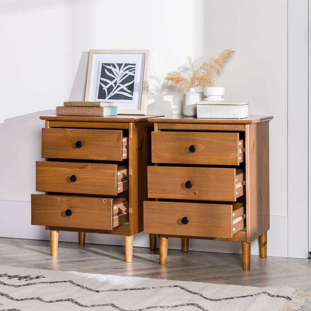 Middlebrook Bullrushes Solid Wood 3-Drawer Nightstand, Set of 2