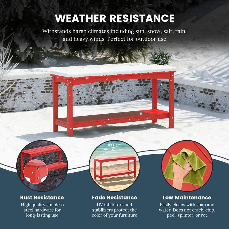 Laguna Hdpe All Weather Outdoor Patio Two Shelf Table